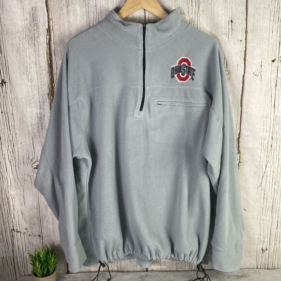 Ohio State Buckeyes 1/4 Zip Fleece Pullover Jacket Big Ball Sports Men Large 340 - Picture 1 of 6